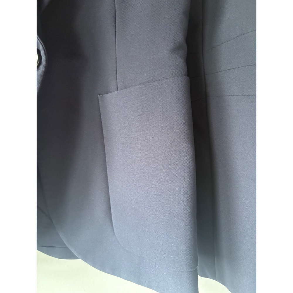 Marina Moscone Patch Pocket Blazer Blue Gabardine Size 4 - Picture 9 of 16